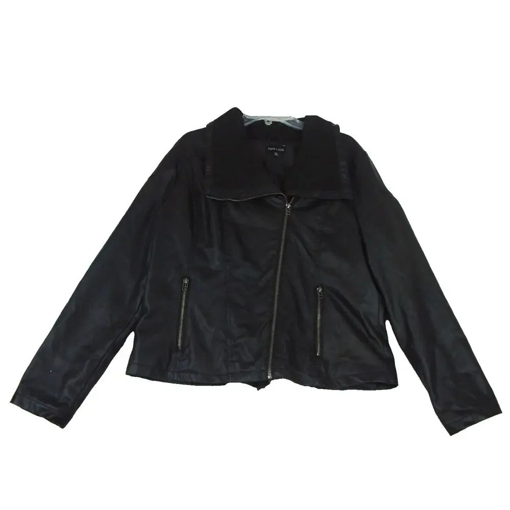 New Look Moto Faux Leather‎ Jacket Women's Size XL Black
